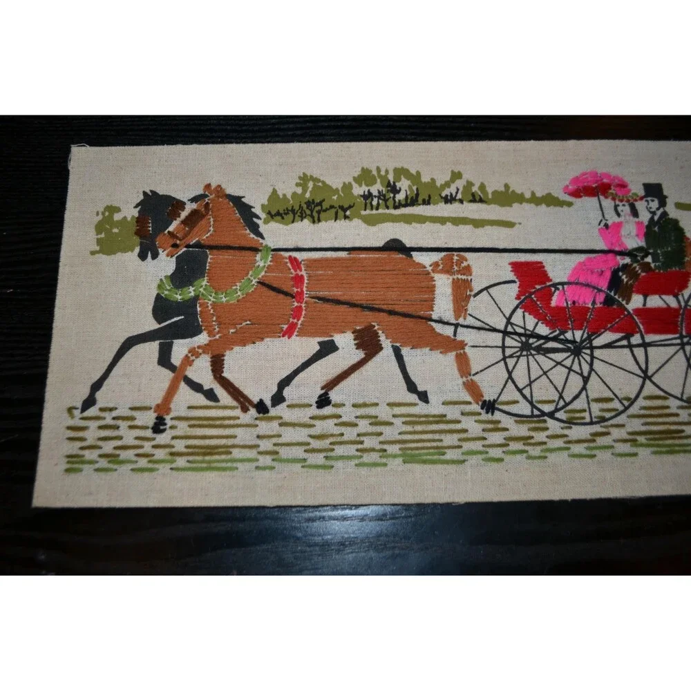 Vintage Yarn Art Hot Pink with Parasol on a Carriage